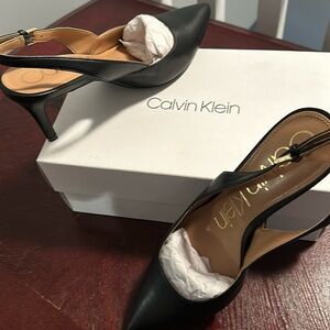 Calvin Klein black leather sling back shoes